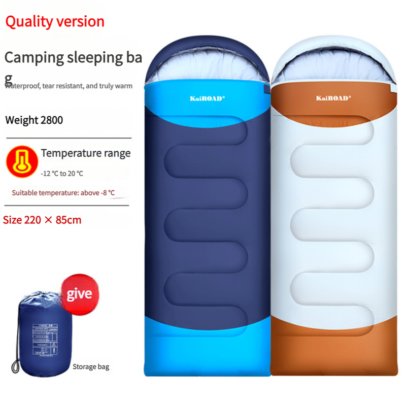 Sleeping Bag - Lightweight for Adults, Camping, Hiking, Backpacking (With accessories + eye mask + earbuds + square pillow)