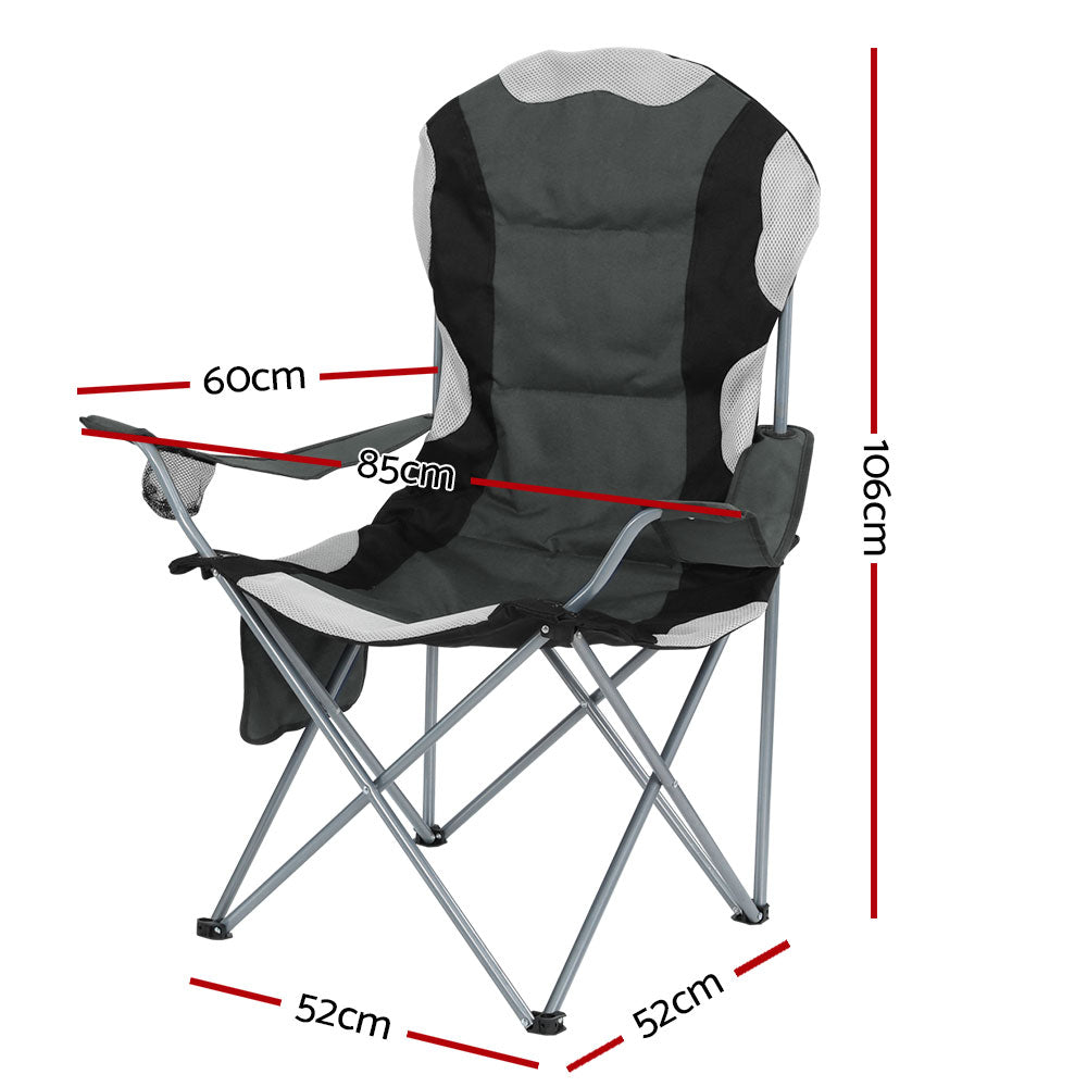 Weisshorn Camping Folding Chair Portable Outdoor Hiking Fishing Picnic Grey 2pcs