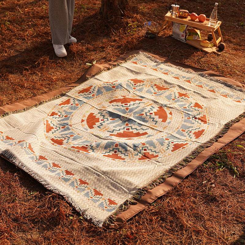 2pcs pack set 180*130cm Bohemian Picnic Blanket, Waterproof Camping Blanket, Outdoor Rug for Camping, Picnic, Beach