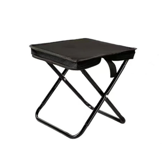 Black Outdoor Folding Stool with Carrying Handle - Portable Camping Seat, Fishing Chair, Collapsible Zipper Stool for Outdoors, Queueing, and More